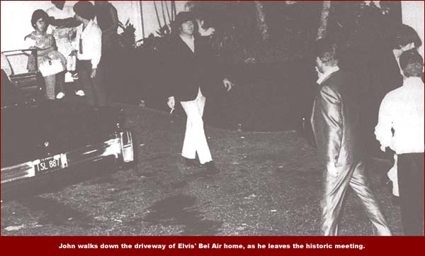 John Lennon leaves the home of Elvis on August 27, 1965