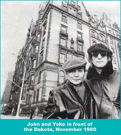 John and Yoko in front of the Dakota, November 1980. Yoko Ono still lives in the Dakota.